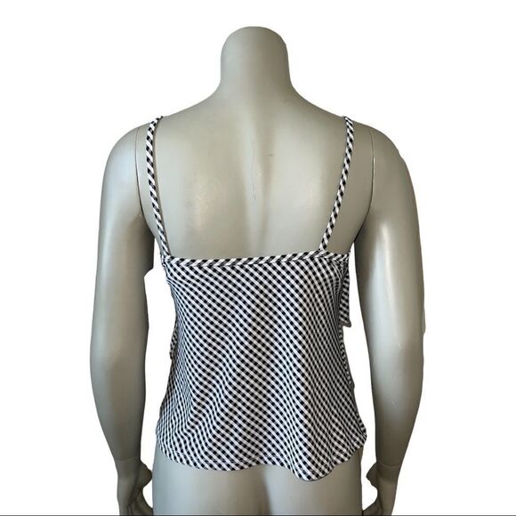 Swim Solutions Gingham Cross-Back Tankini Top Black White Size 8 NWT - Picture 3 of 8
